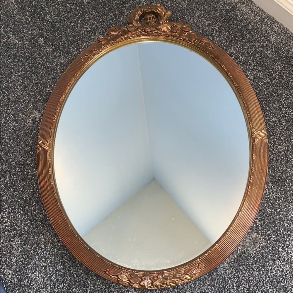 Vintage oval brown/golden mirror